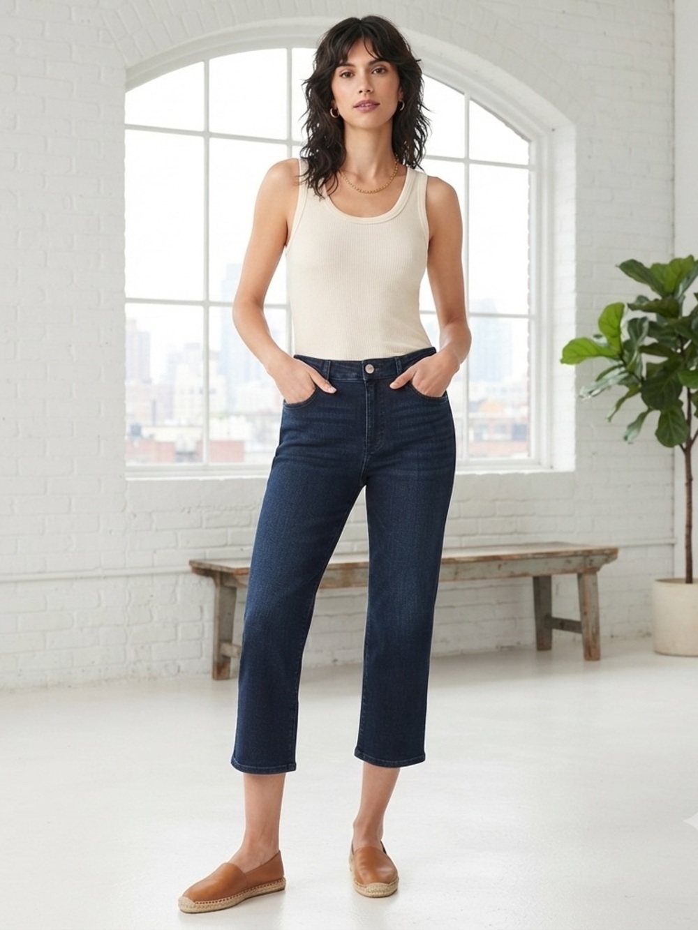NWT Nine West Chrystie Capri Jeans Size 14 Dark Wash Stretch Mid Rise Denim